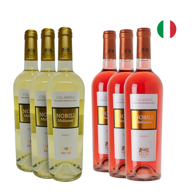 Kit Cantine Bruni com 3 Vinhos IGT Nobili Melissesi Bianco + 3 Vinhos IGT Nobili Melissesi Rosato