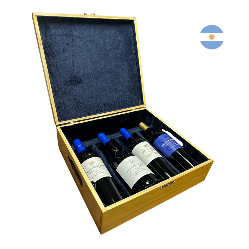 Kit Caixa de Madeira com 4 Vinhos Alma Austral